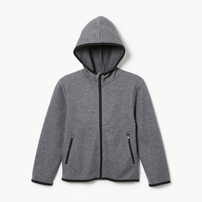 Kid Boys' Zip-Up Fleece Hoodie - Dark Grey Mix