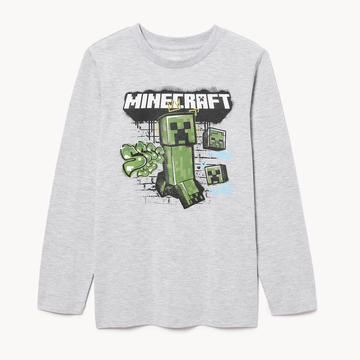 Haut  manches longues Minecraft pour garons - Mlange De Gris Ple
