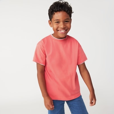 Kids' Drop Shoulder T-Shirt - Coral