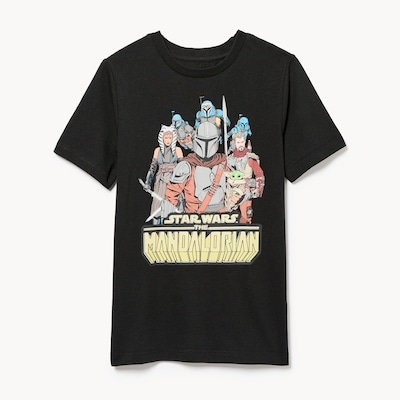 T-shirt The Mandalorian de Star Wars, pour garçons - Noir