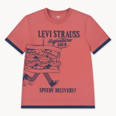 T-shirt Levi Strauss SignatureMC Gold pour garçons - Rouge Foncé