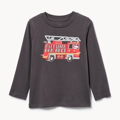 Toddler Boys' Graphic Long Sleeve Top - Charcoal