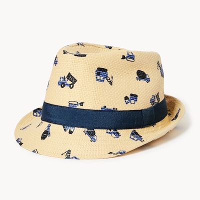 Chapeau de paille imprimé pour petits garçons - Beige