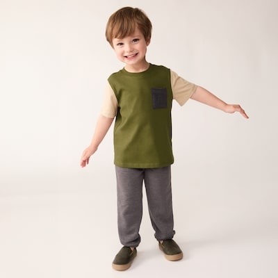 Ens. 3 t-shirts bandes de couleur, petits garçons - Olive