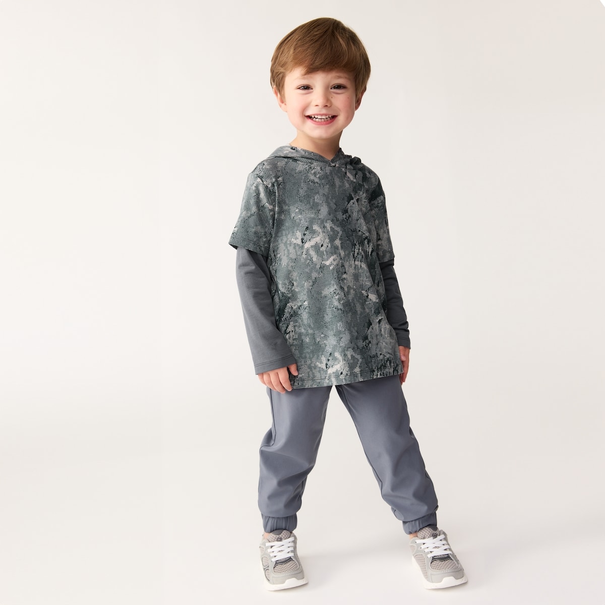 Toddler Boys' Layered Long Sleeve T-Shirt - Slate Grey