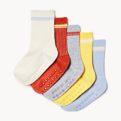 Ens. de 5 paires de chaussettes tube côtelées - Assorties