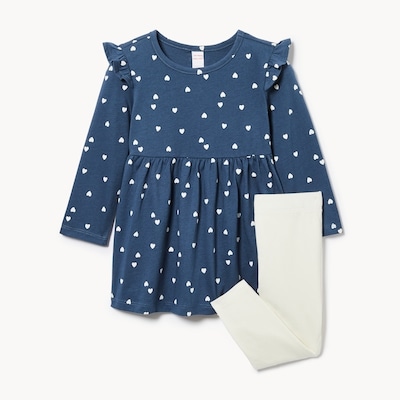 Baby Girls' Printed Dress Set - Dark Blue