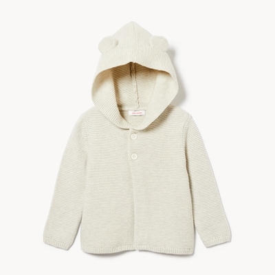 Cardigan à capuchon ours pour bébés filles - Mélange Avoine