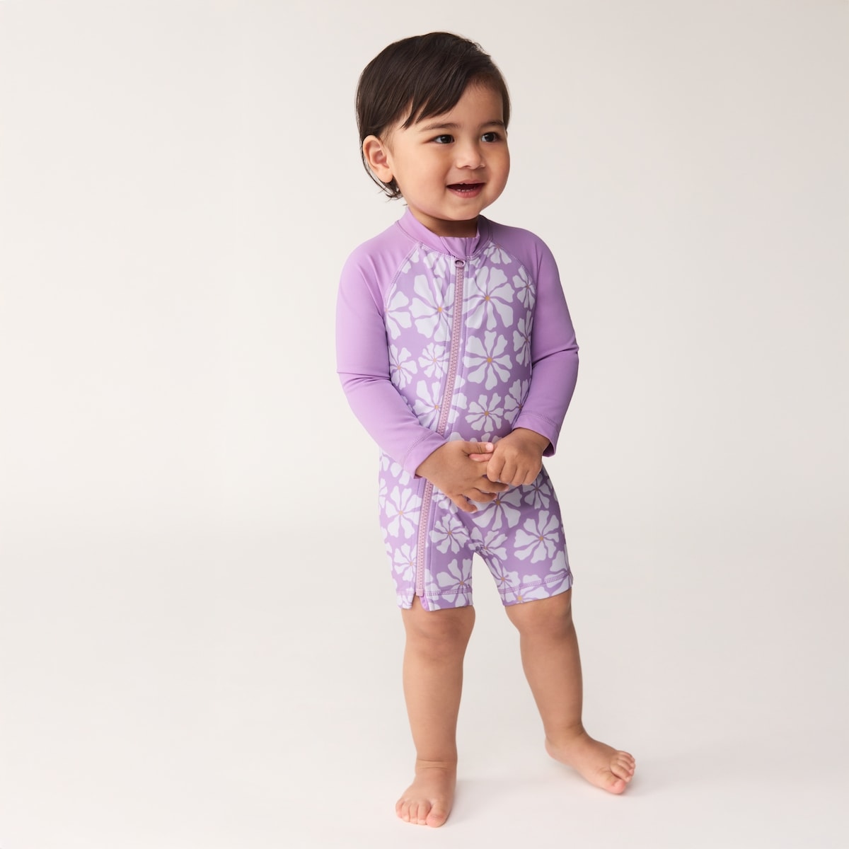 Baby Girls' Rash Guard Swimsuit - Pale Purple