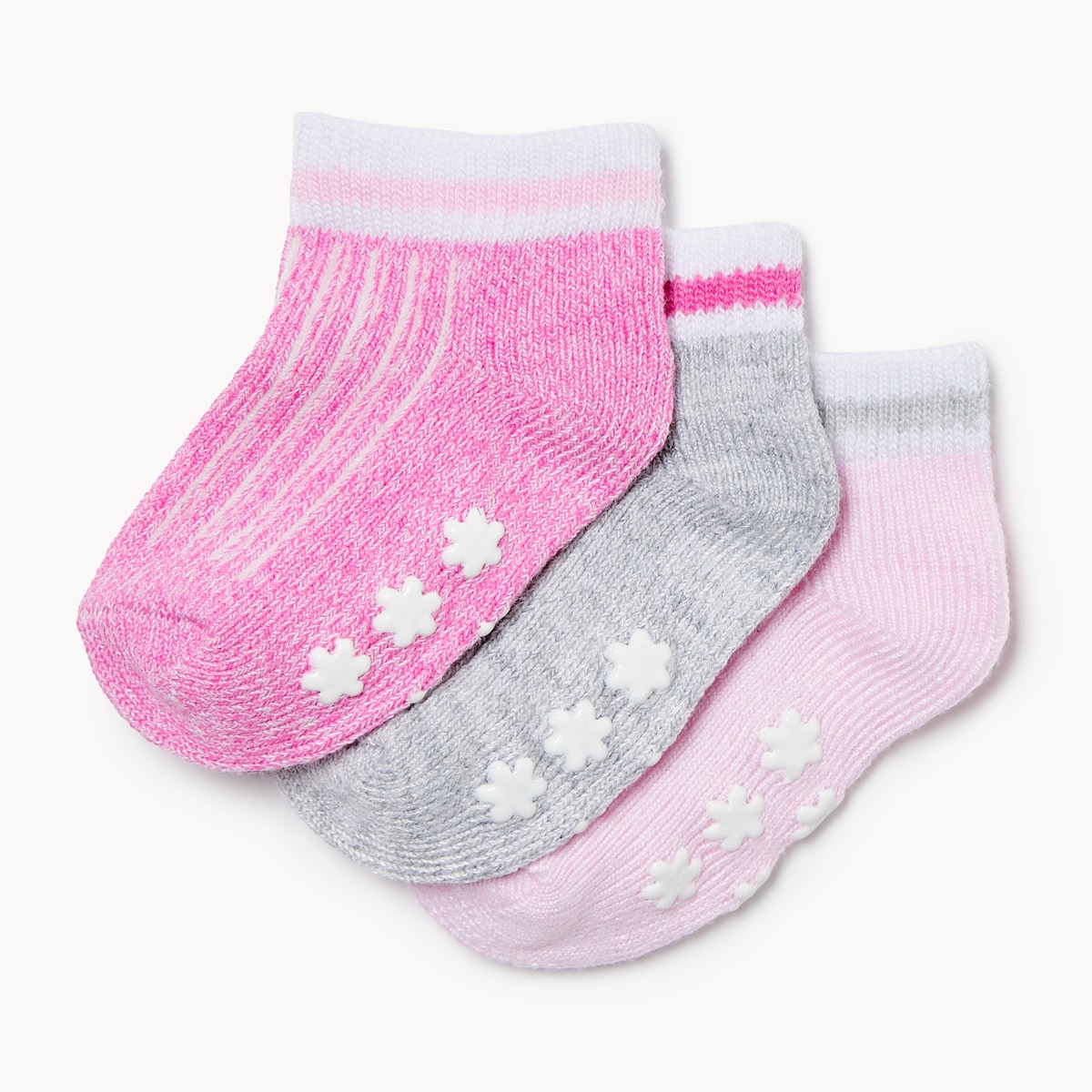 Ens. 3paires socquettes pour bottes, bbs filles - Rose