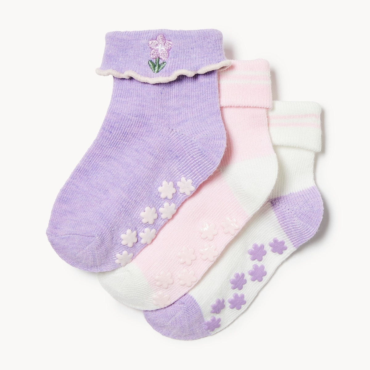 Baby Girls' 3-Pack Turn Cuff Socks - Purple
