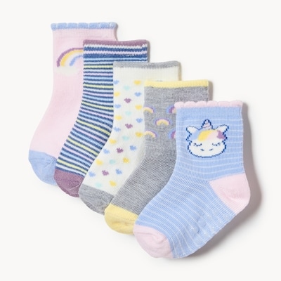 Ens. de 5 paires de chaussettes tube, bébés filles - Bleu