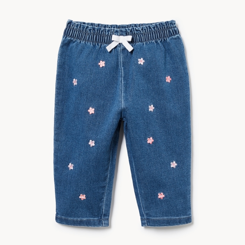 Baby Girls' Denim Embroidered Pant