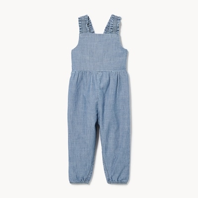 Baby Girls' Chambray Romper - Bright Blue