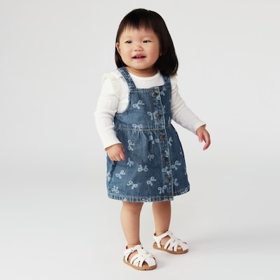 Robe chasuble en denim pour bébés filles - Vendanges Moyen