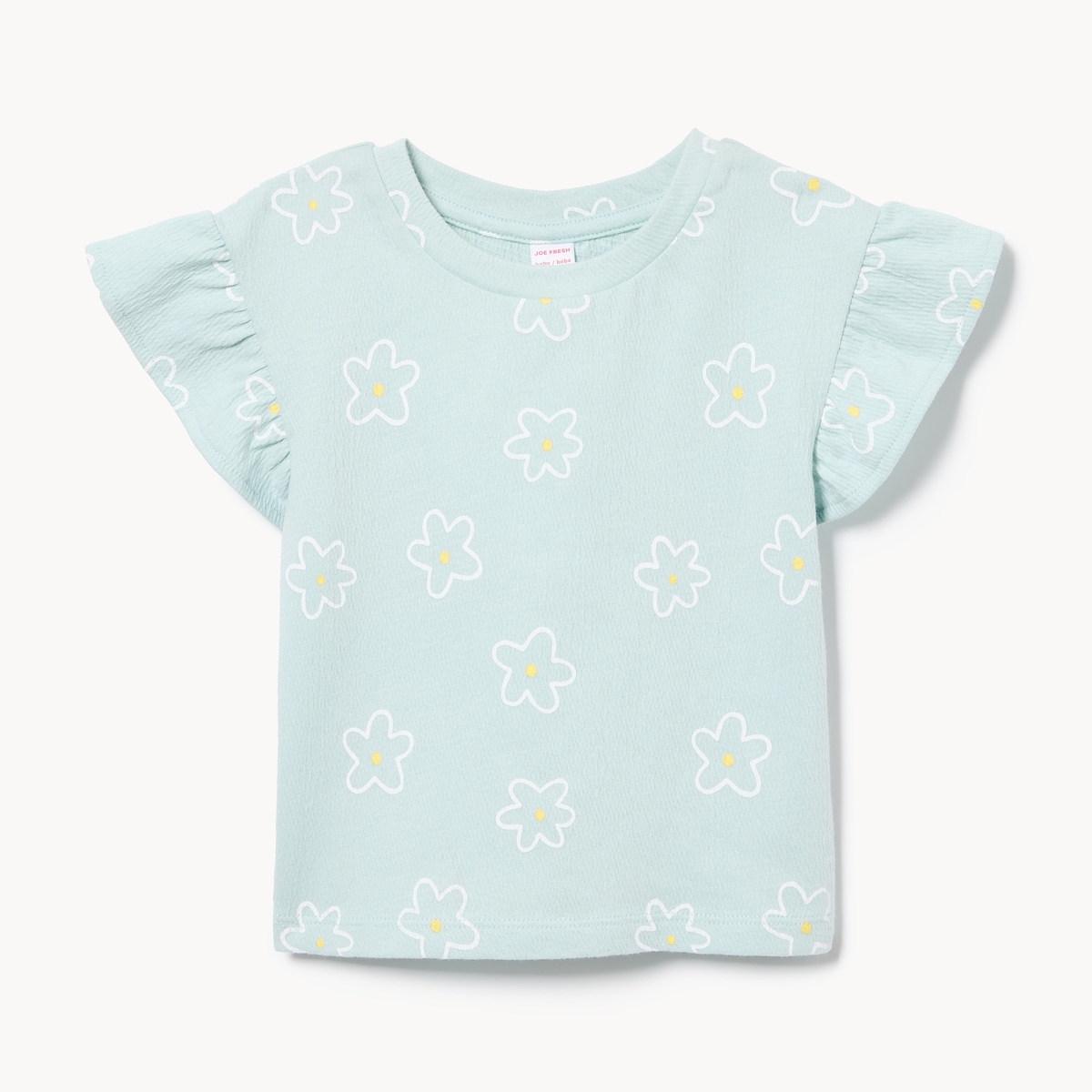 Baby Girls' Printed Flutter Sleeve T-Shirt - Powder Blue