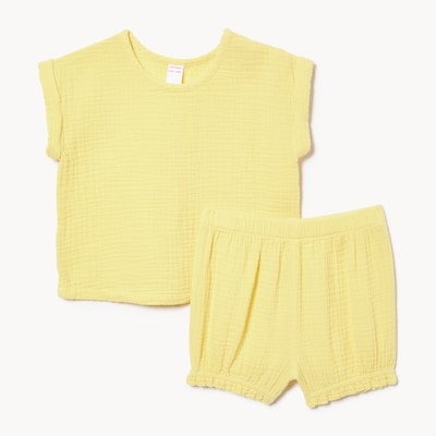 Baby Girls' Gauze Bloomer Set - Dusty Yellow