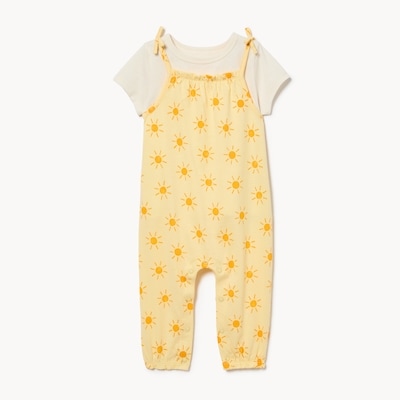Ensemble barboteuse pour bébés filles - Jaune Pâle