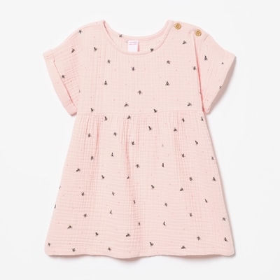 Baby Girls' Gauze Printed Dress - Pink