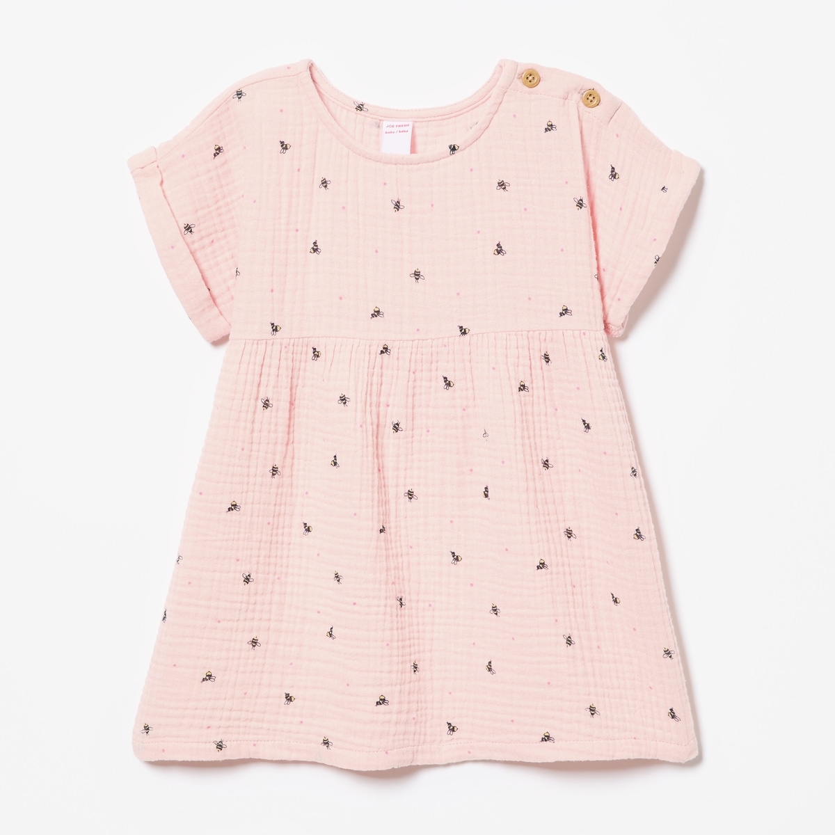 Baby Girls' Gauze Printed Dress - Pink