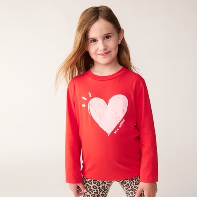 Kid Girls' Printed Long Sleeve Top - Red