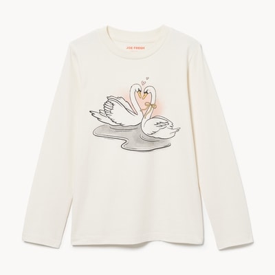 Kid Girls' Printed Long Sleeve Top - Off White