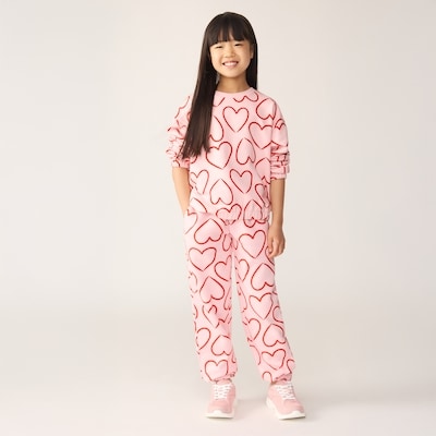 Chandail en molleton imprimé pour filles - ROSE PASTEL