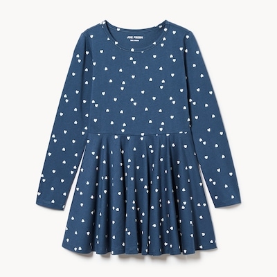 Kid Girls' Printed Jersey Dress - Dark Blue