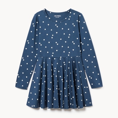 Robe imprimée en jersey pour filles - Bleu Foncé