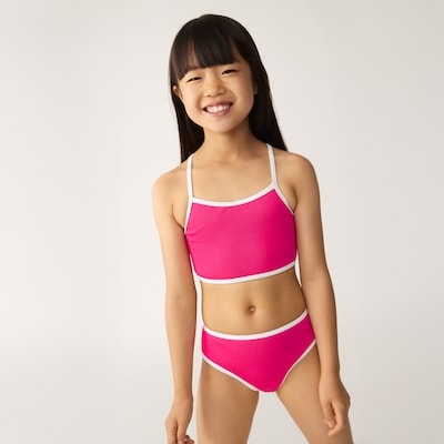 Tankini deux pièces à bandes de couleur, filles - Magenta