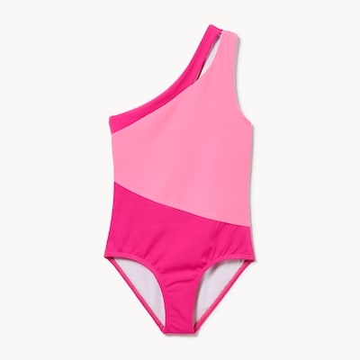 Maillot de bain asymétrique pour filles - Rose Vif