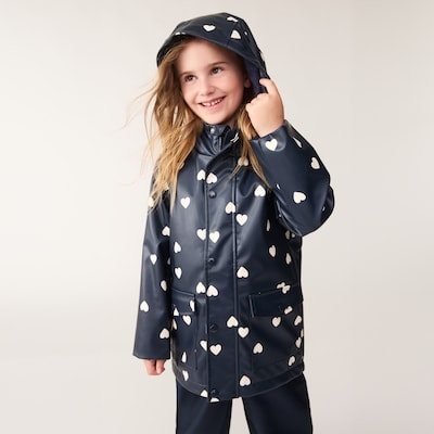 Imperméable à imprimé de cœur pour filles - JF Bleu nuit
