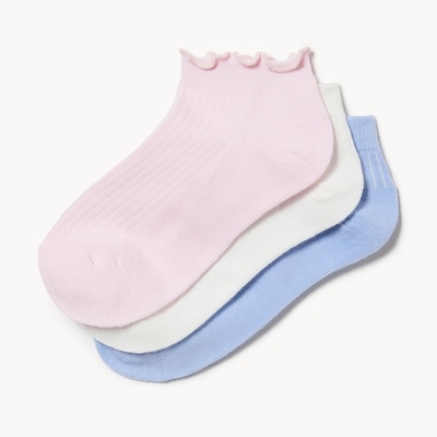 Ens. de 3 paires de chaussettes basses pour filles - Assorties
