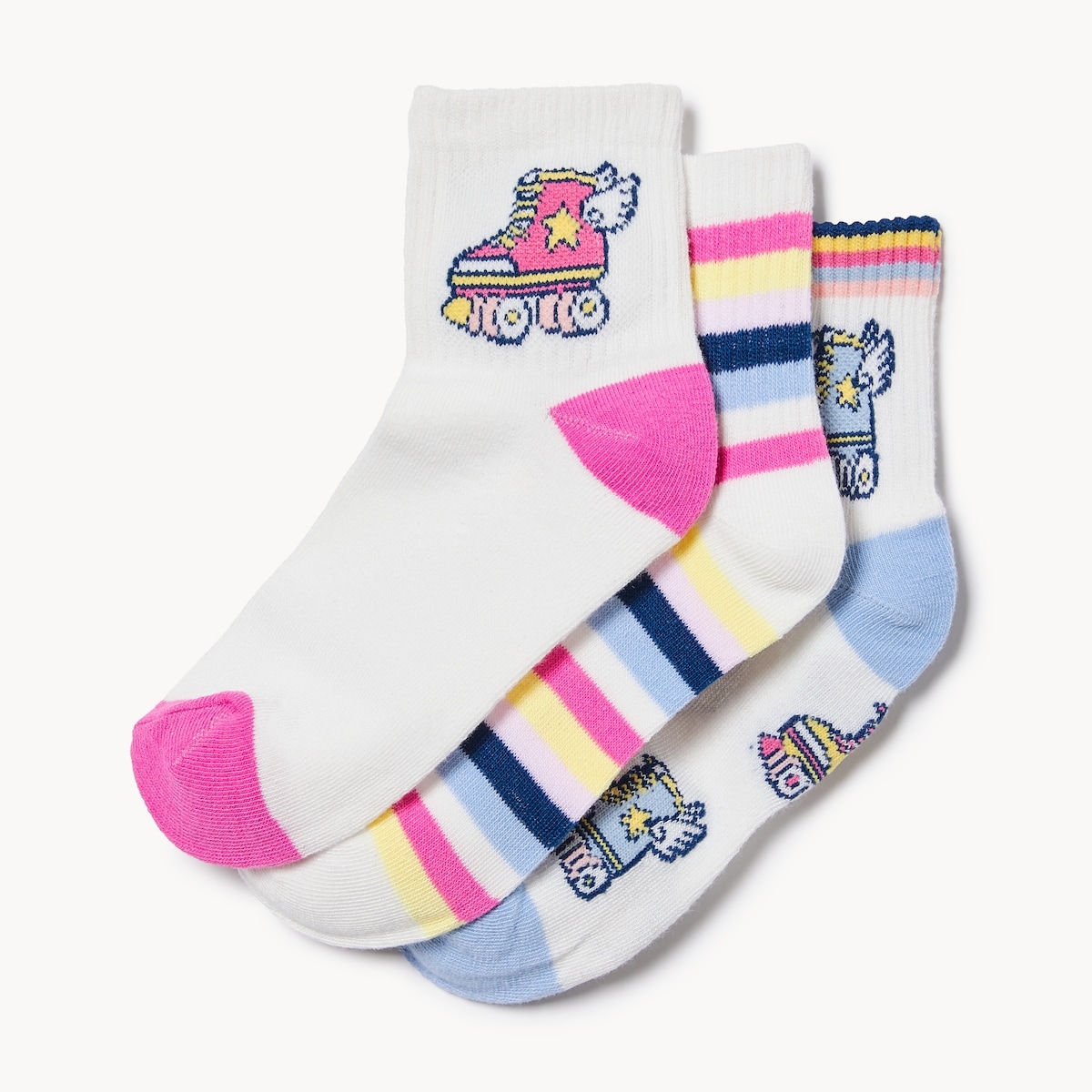 Kid Girls' 3-Pack Quarter-Crew Socks - Multi