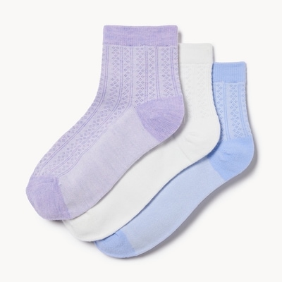 Ens. de 3 paires de chaussettes mi-hautes, filles - Assorties