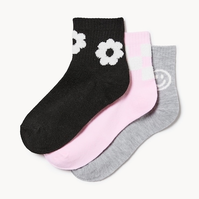 Ens. de 3 paires de chaussettes mi-hautes, filles - Assorties