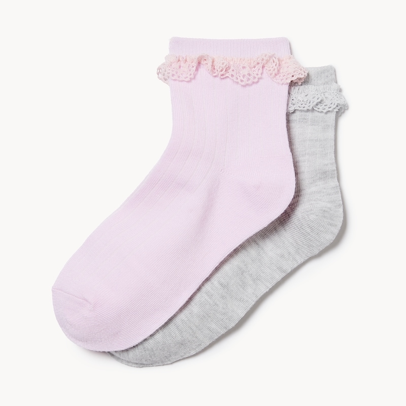 Kid Girls' 2-Pack Lace Trim Socks