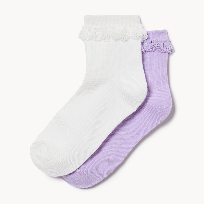 Kid Girls' 2-Pack Lace Trim Socks