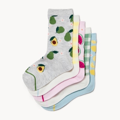 Ens. de 5 paires de chaussettes tube pour filles - Assorties