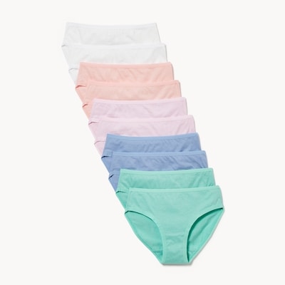 Ens. de 10 culottes bikini en coton pour filles - Assorties
