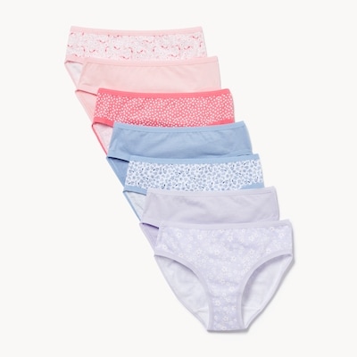 Ens. de 7 culottes bikini en coton pour filles - Bleu