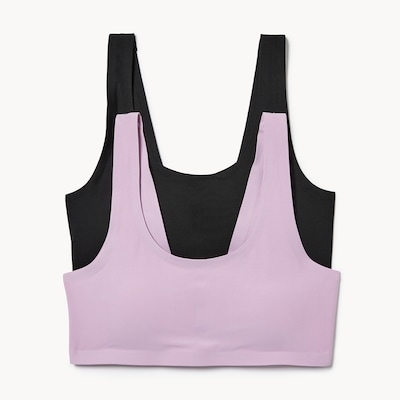 Kid Girls' 2-Pack No Show Bralette - Black