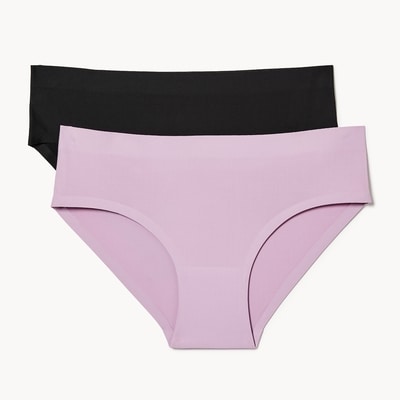 Ens. de 2 culottes bikini invisibles pour filles - Noir