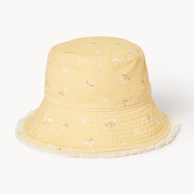 Kid Girls' Printed Bucket Hat - Light Yellow