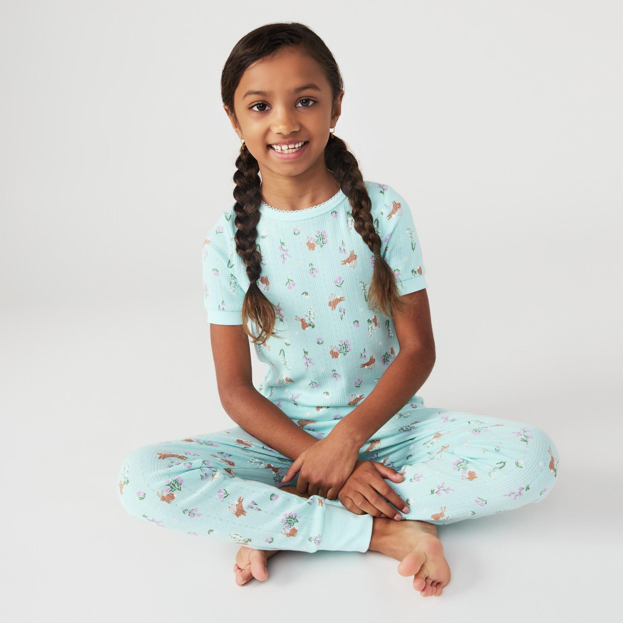 Pyjama 2&nbsp;pièces en mailles pointelle pour filles