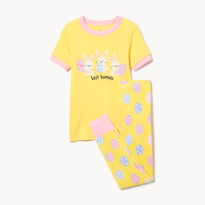 Kid Girls' 2-Piece Printed Sleep Set - Pastel Yellow