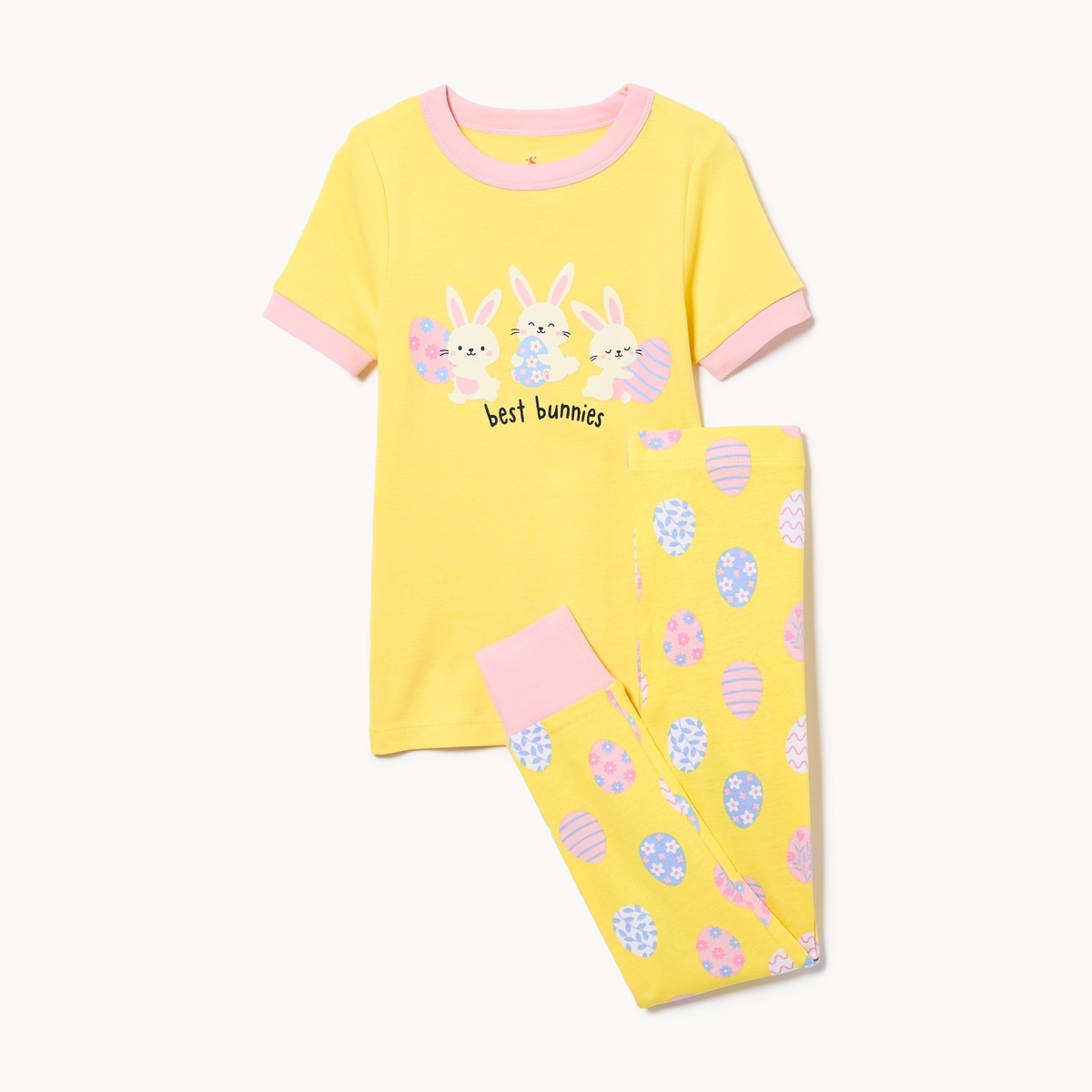 Kid Girls' 2-Piece Printed Sleep Set - Pastel Yellow