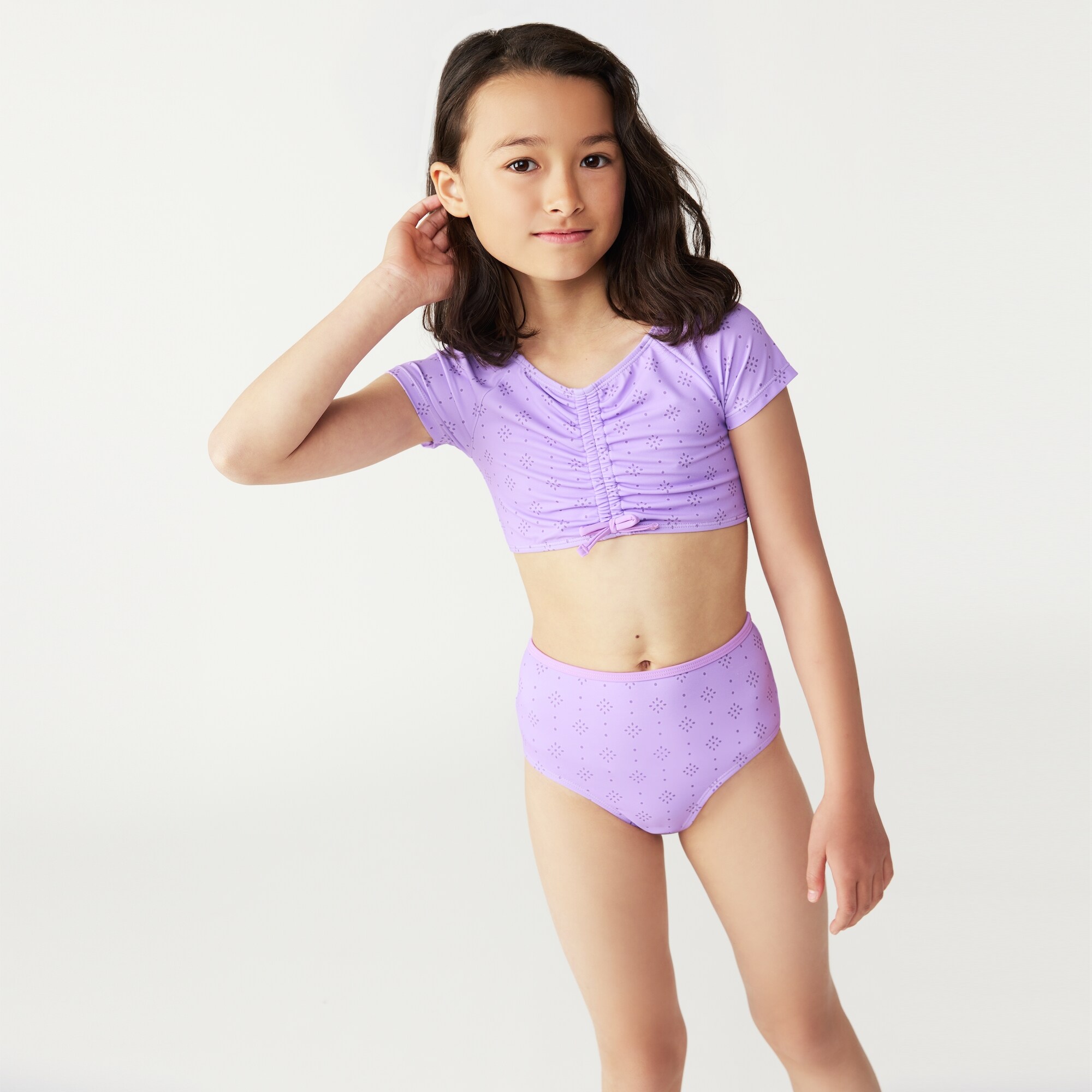 Maillot de bain 2 pièces à ruché pour filles