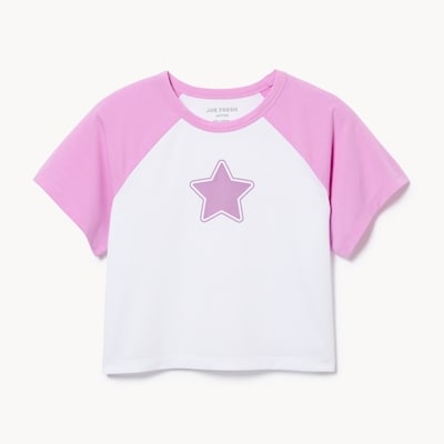 T-shirt carré à manches raglan pour filles - Blanc pur