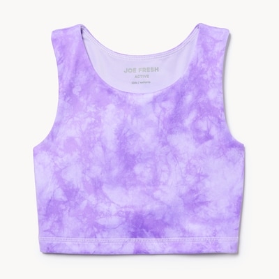 Kid Girls' Active Printed Cutout Sports Bra - Light Lilac